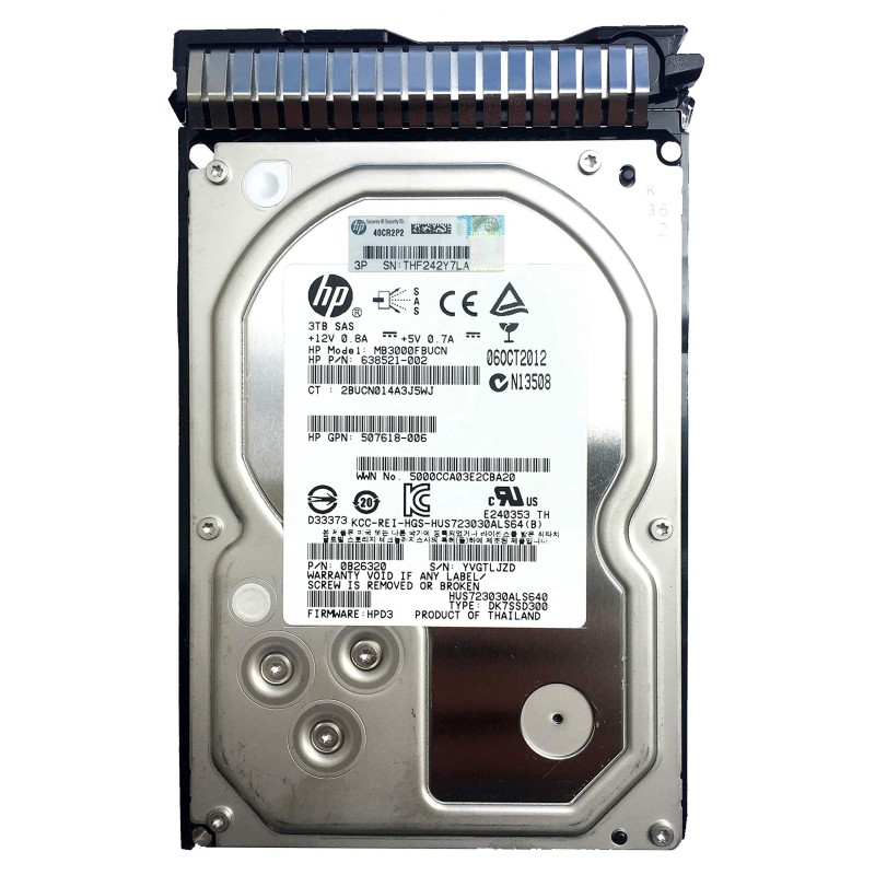 HP 3TB 7.2K 3.5" SAS 6G 652766-B21 653959-001 638521-002 Hard Drive