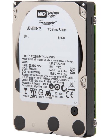 WD VelociRaptor WD5000BHTZ 500GB 10K RPM 64MB 6Gbps SATA 2.5" Hard Drive