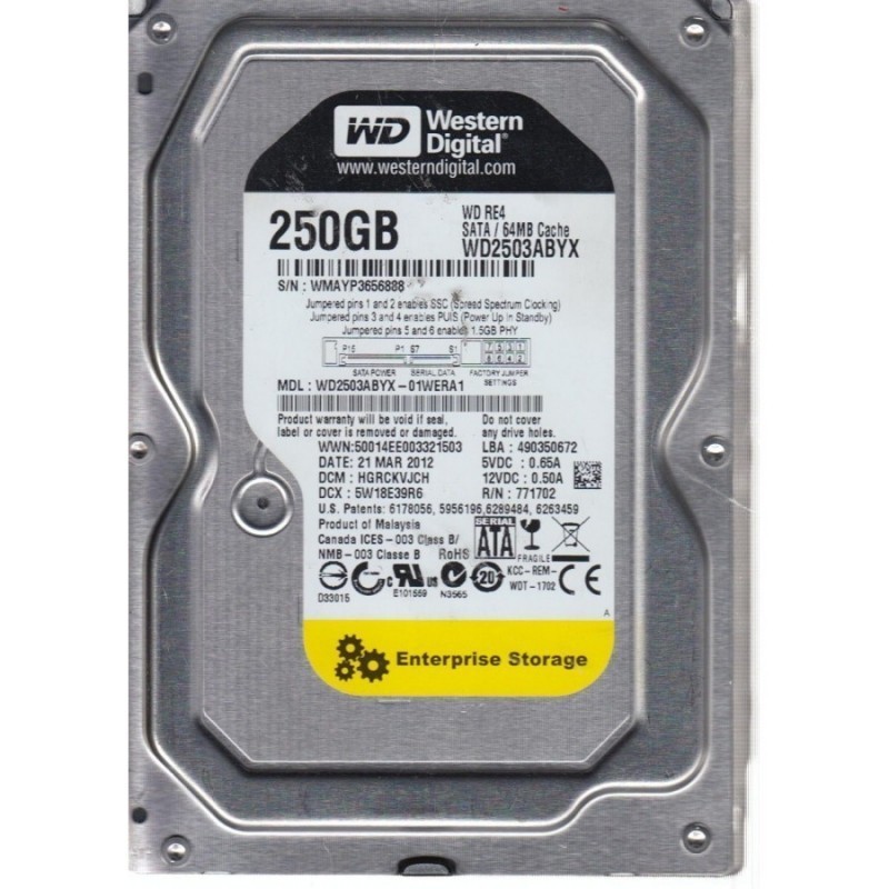 Western Digital WD2503ABYX-01WERA1 RE4 64MB 7200rpm 250gb 3.5" Sata hard drive