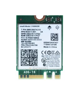 Intel 3168NGW Dual Band Wireless-AC 3168 PCI-Express 802.11ac WLAN Bluetooth 4.2 WiFi Card G86C0007K310