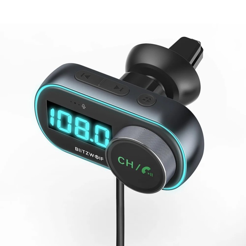 Blitzwolf BW-BC3 Autolader Auto Usb QC3.0 Rgb Bluetooth Auto-oplader