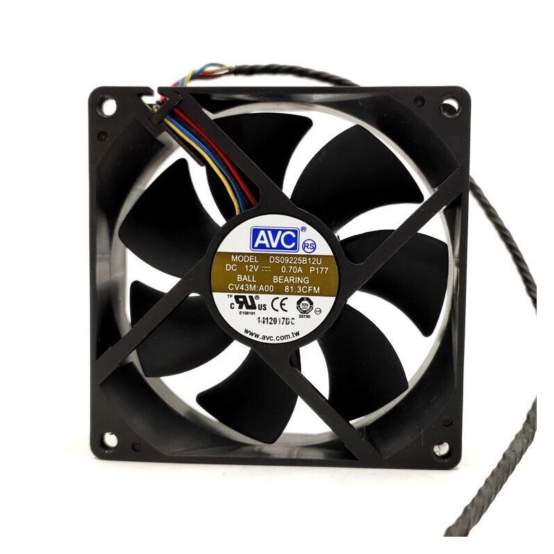 DS09225B12U P304 9025 DC12V 0.70A 4Pin Double Ball Temperature Control PWM Fan