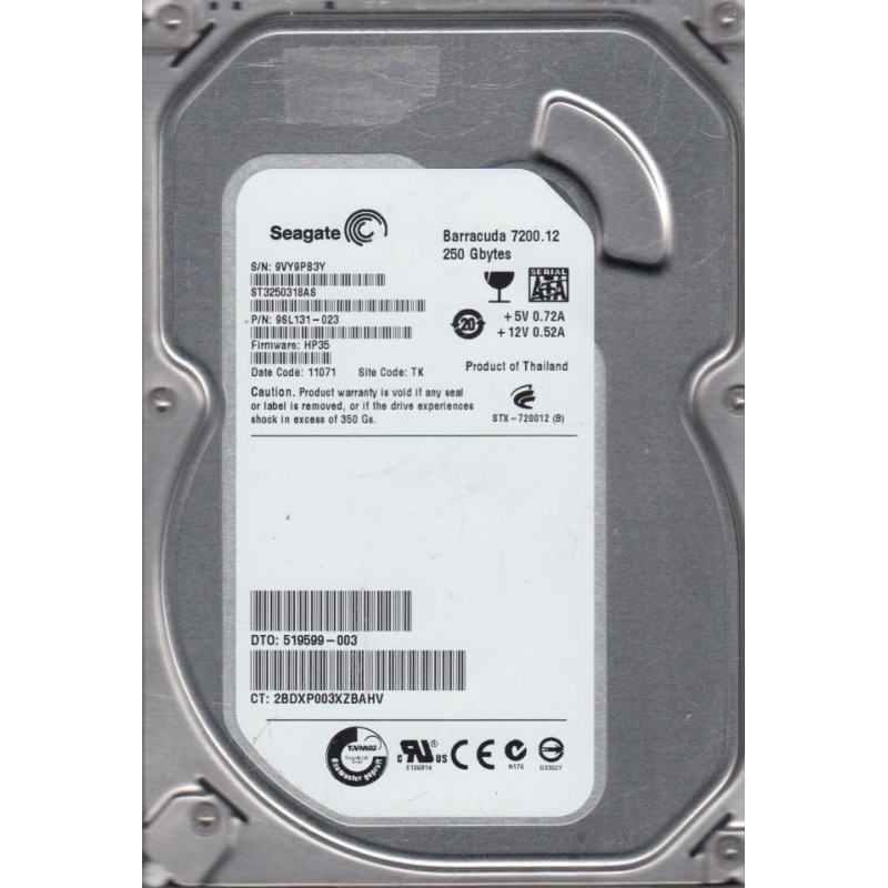 Seagate ST3250318AS 9SL131-023 FW:HP35 TK 250gb 3.5" Sata Hard Drive