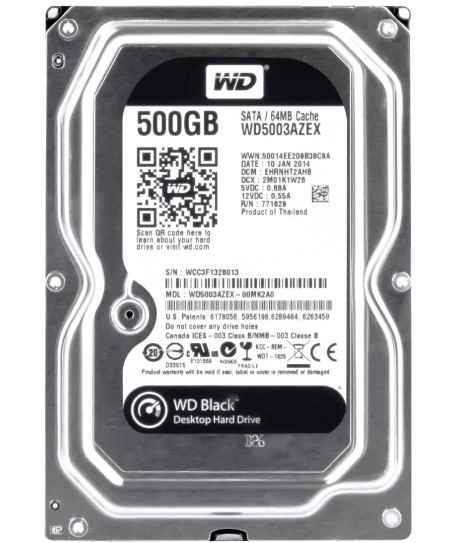 WD 500GB 7.2K RPM SATA 3.5" Hard Drive