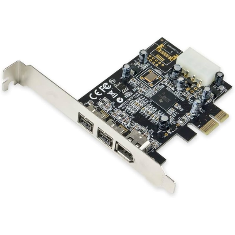 Sukiola -PEX30016 3 Port IEEE 1394 Firewire 1394B & 1394A PCIe 1.1 X1 Card TI