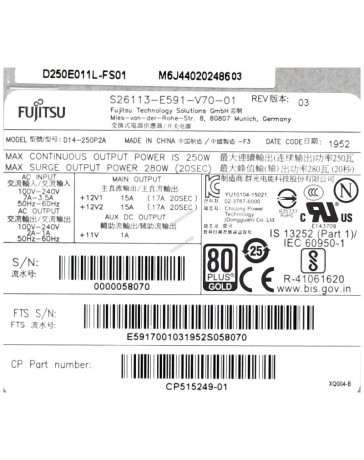 FUJITSU S26113-E591-V70-01 250W D14-250P2A