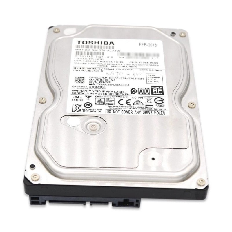 Toshiba 0CW76M SATA HDD 7200 RPM 3.5 in 1tb