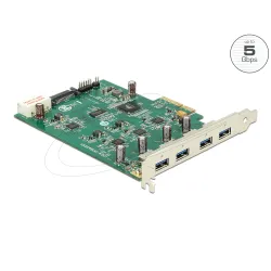 PCIe x4 Gen 2 naar 4x USB 3.0 Adapterkaart met Quad Channel