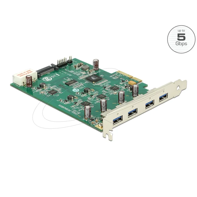 PCIe x4 Gen 2 naar 4x USB 3.0 Adapterkaart met Quad Channel
