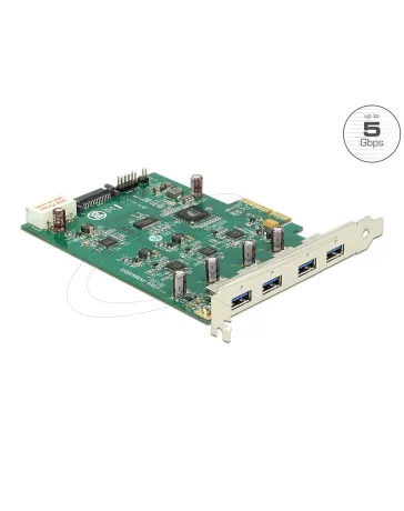 PCIe x4 Gen 2 naar 4x USB 3.0 Adapterkaart met Quad Channel